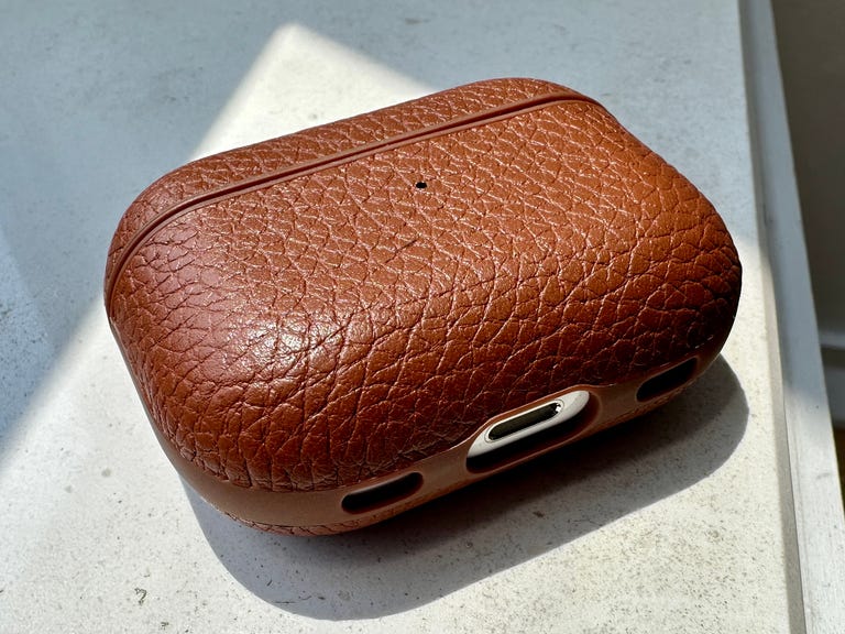 The Woolnut AirPods Pro 2 case is clad in leather
